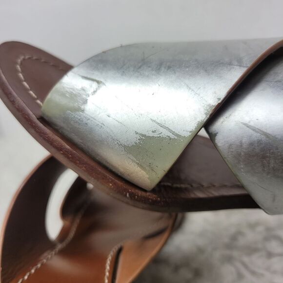 Tory Burch Shoes  Womens Size 9 M  Montrose Mirror Slip On Silver Leather Heel - Picture 5 of 10